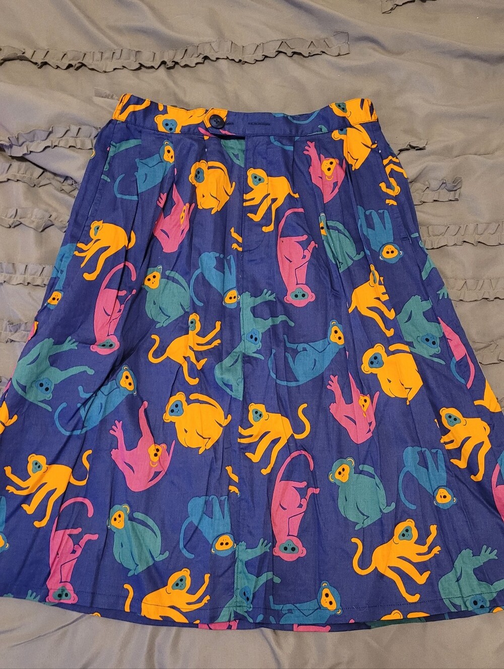 ModCloth Blue A-line Skirt with Multicolor Monkey Print